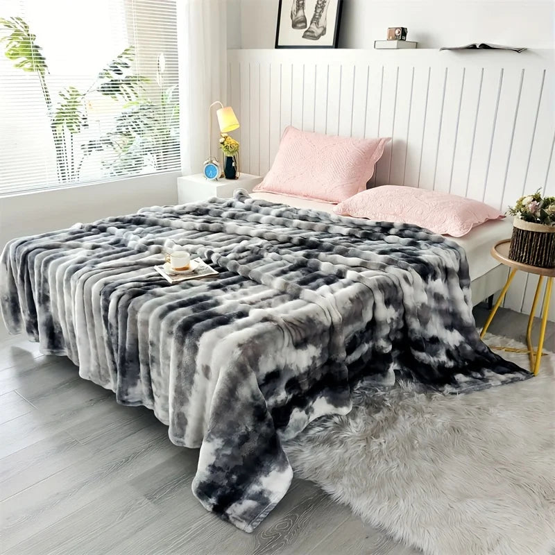 Luxury Faux Rabbit Fur Throw Blanket- Ultra Soft Plush Cozy Bed & Sofa Blanket