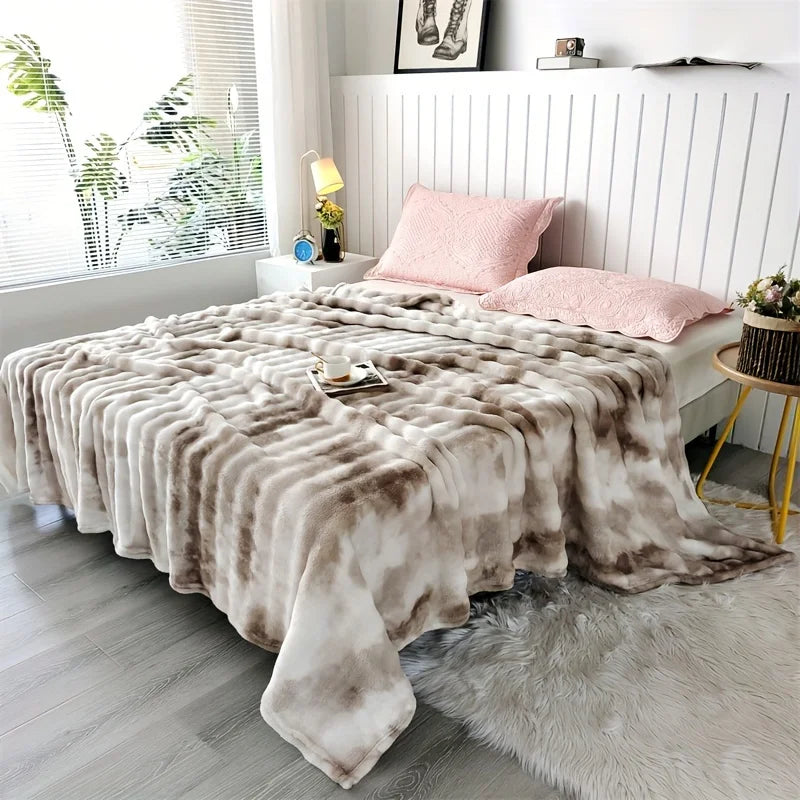 Luxury Faux Rabbit Fur Throw Blanket- Ultra Soft Plush Cozy Bed & Sofa Blanket