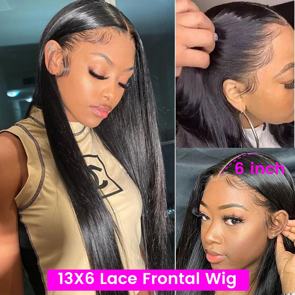 Luxury 13x4 HD Lace Front Human Hair Wig - Pre-Plucked Natural Hairline, Brazilian Remy Straight Wig