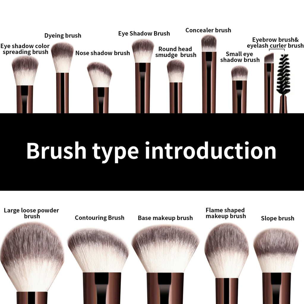 13PCS Luxury Makeup Brush Set - Face & Eye Collection