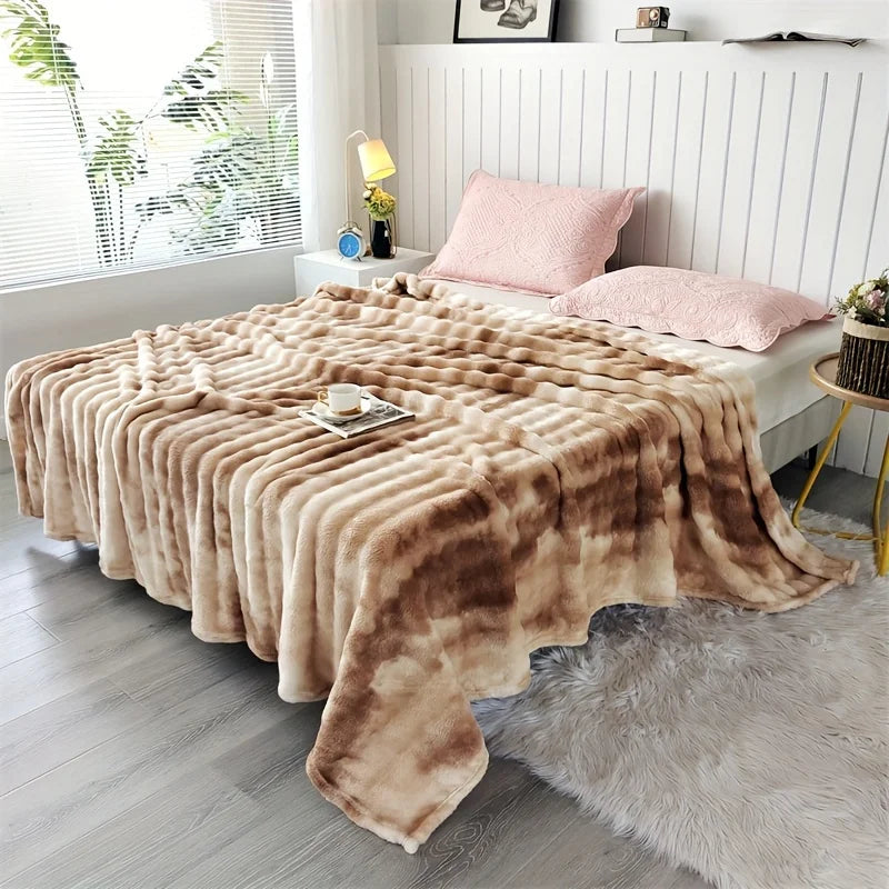 Luxury Faux Rabbit Fur Throw Blanket- Ultra Soft Plush Cozy Bed & Sofa Blanket