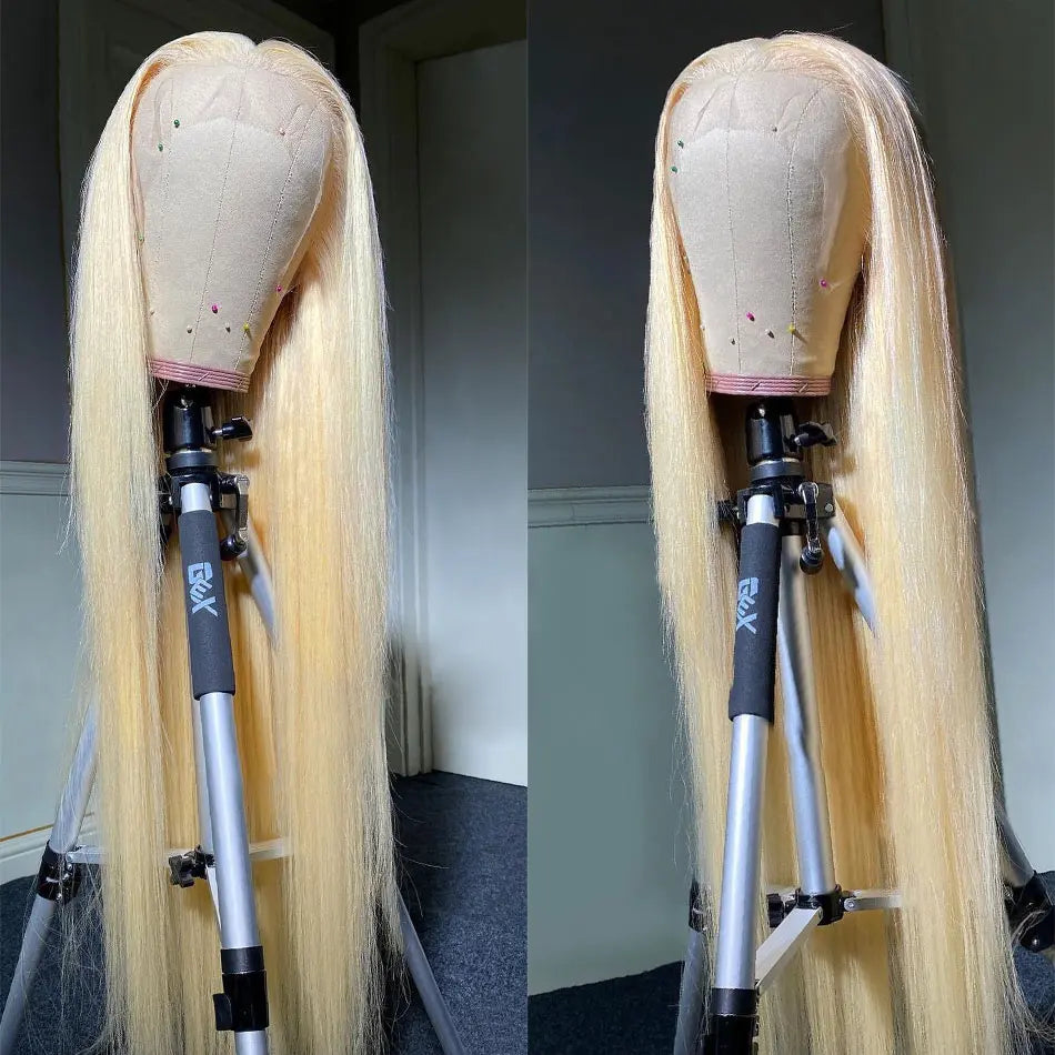 Luxury HD Blonde 613 13x6 Lace Frontal Human Wigs - 210% Density Straight Wig 18-38 Inch