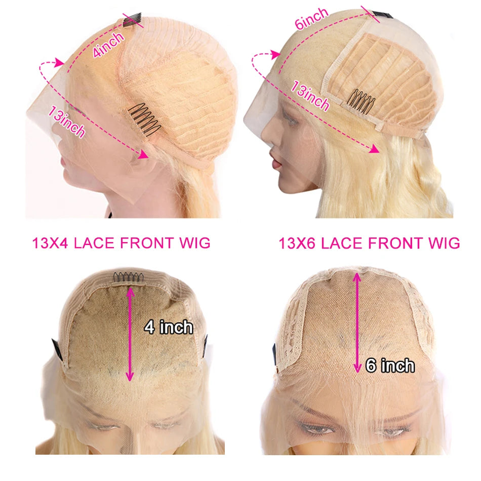 Luxury HD Blonde 613 13x6 Lace Frontal Human Wigs - 210% Density Straight Wig 18-38 Inch